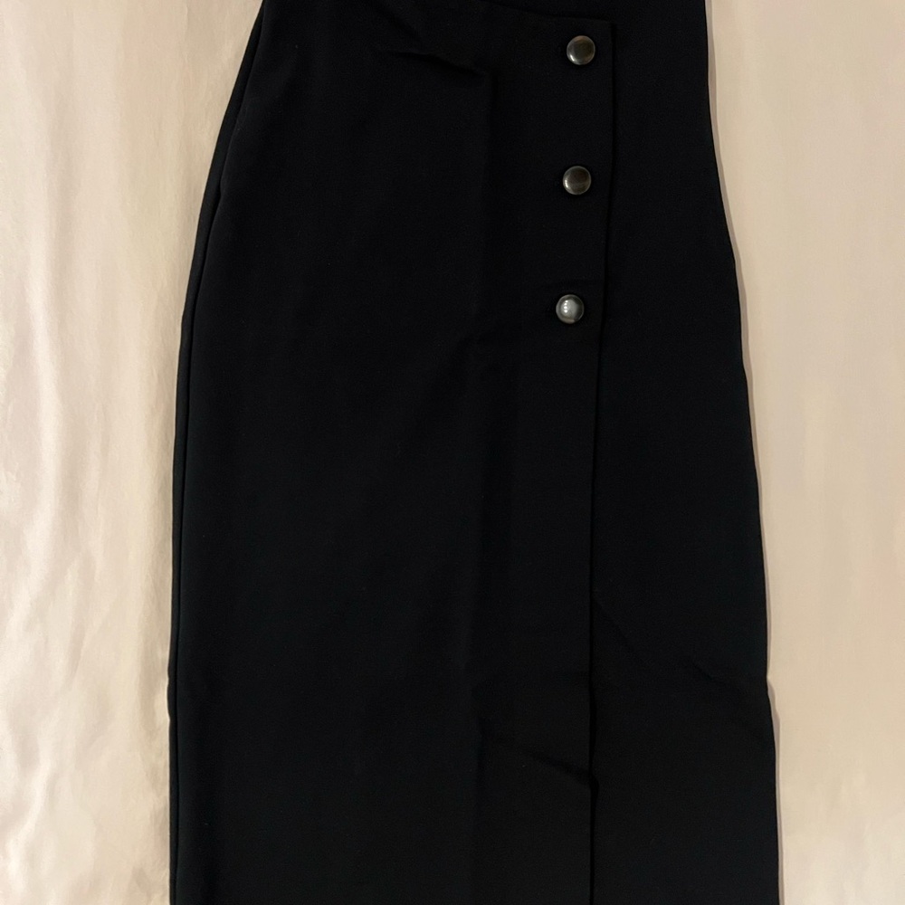 Babaton Black Midi Skirt with Button Detail [SOLD]
